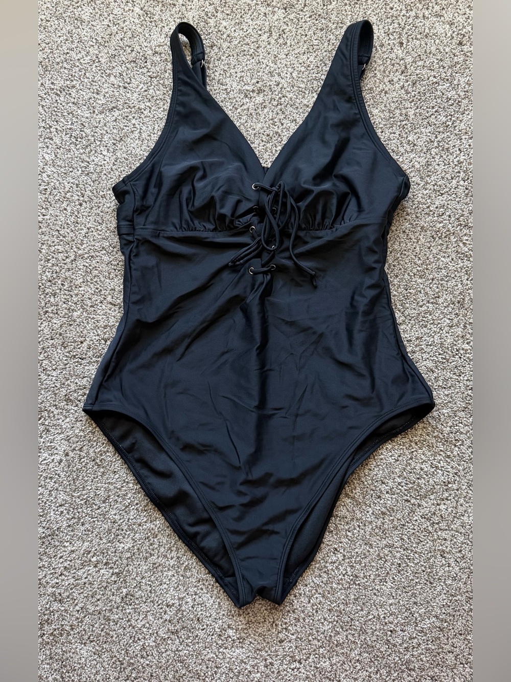 Adore Me Black Lace-Up One Piece Swimsuit Plus Size 1X